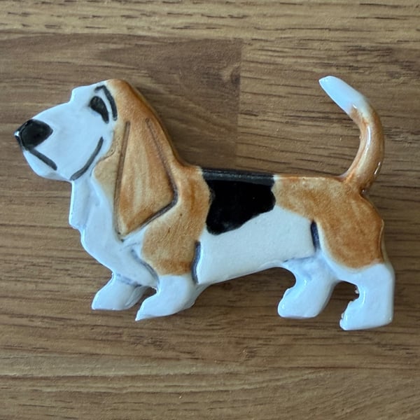 Ceramic Basset Hound Fridge magnet