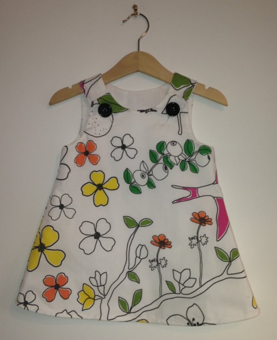 SALE Pop of colour bird dress.1-2 years