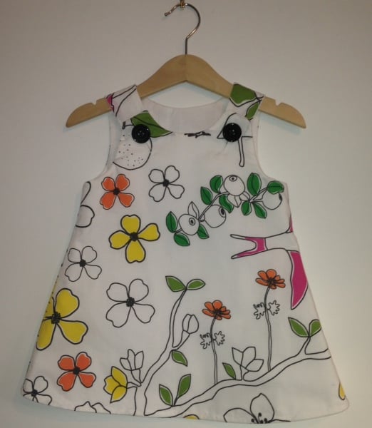 SALE Pop of colour bird dress.1-2 years
