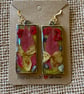 Handmade Rectangular Resin Earrings With Dried Flowers And Abalone Shell