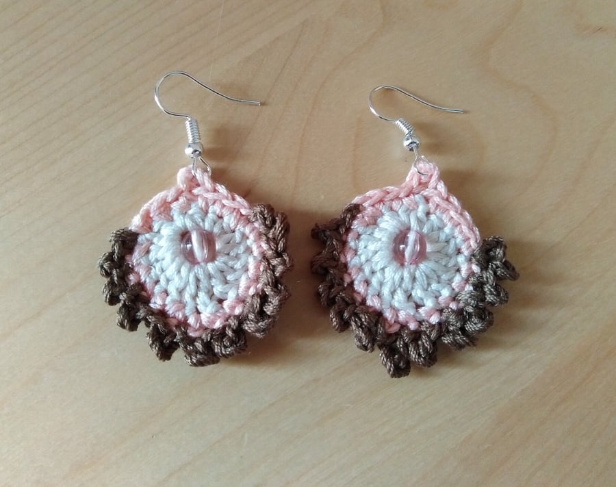 Crocheted feather earrings