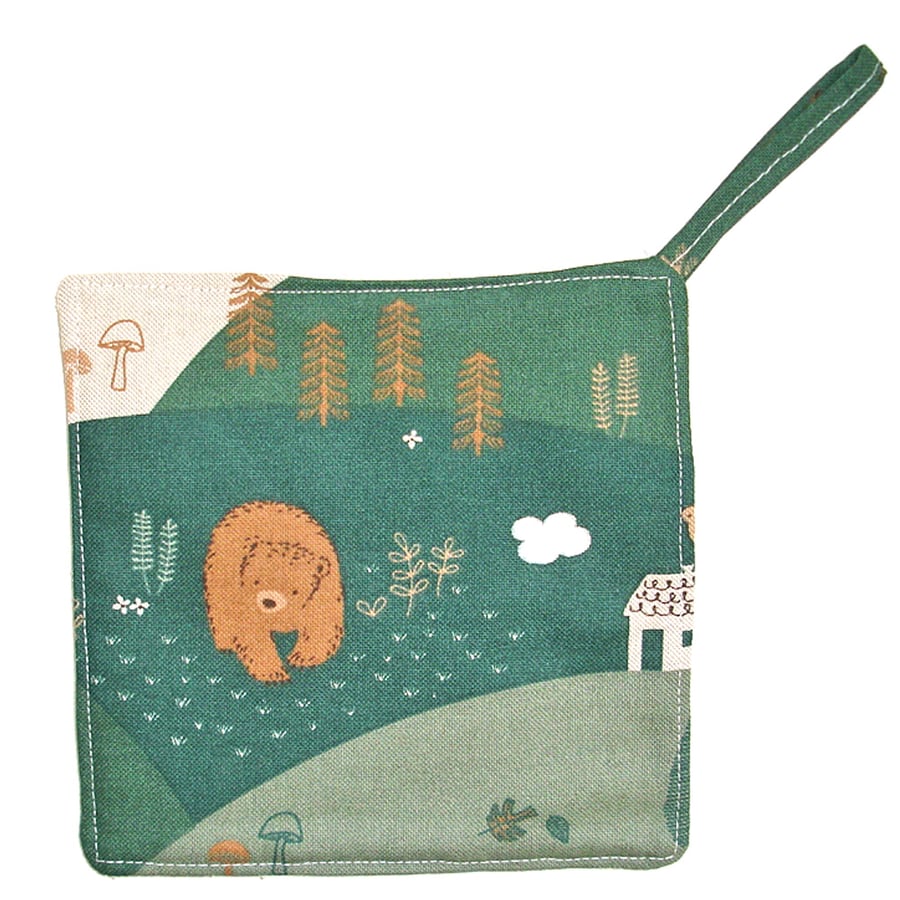 Bear Pot Holder Oven Grab Pad Kitchen Mat Brown Bear Pad Green