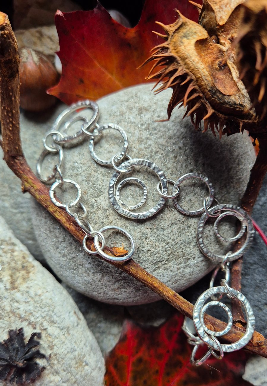 Sterling silver hammered bracelet 