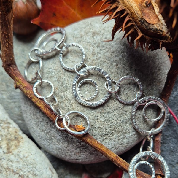 Sterling silver hammered bracelet 