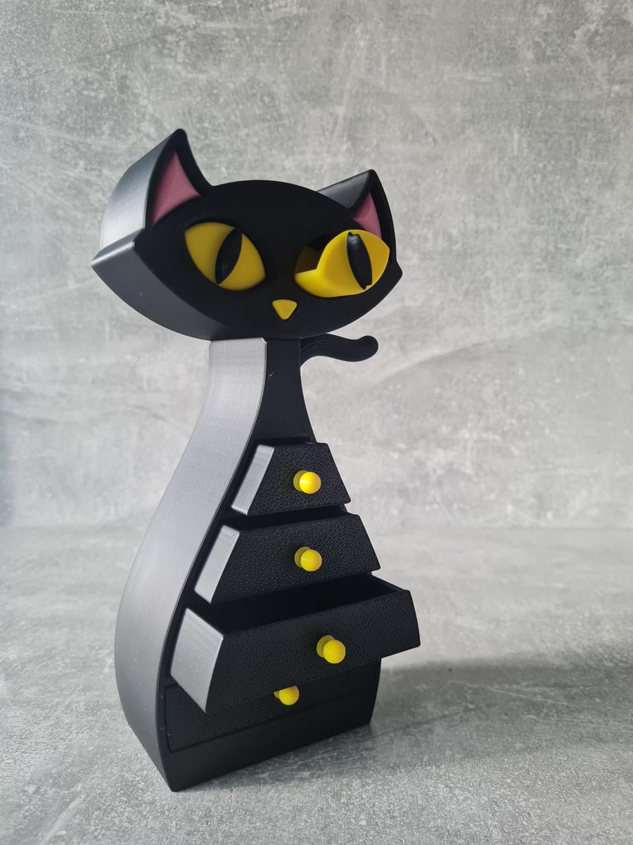Atomic Cat Jewellery Box, Unique Cat Lover Gift, Decorative Trinket Storage.