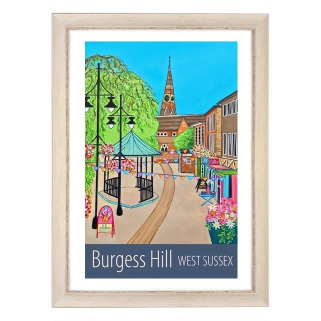 Burgess Hill West Sussex travel poster print by Susie West