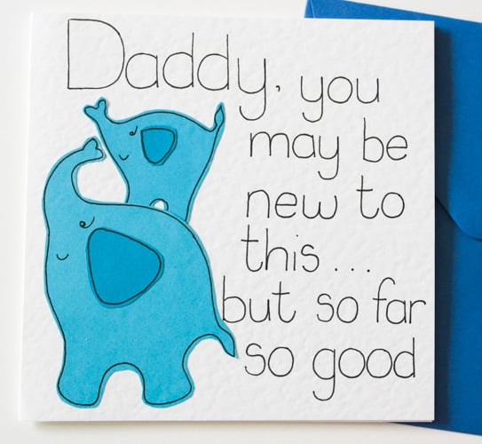 Daddy Birthday Card,  New Daddy Fther's Day Card, Daddy And Baby Elephant Card