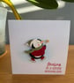 Handmade Skating Penguin Christmas Card – 5"x5"