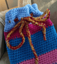 Random Stripes Hot Water Bottle Cover, Crocheted Cosy Holder, Drawstring Closure - Image 3