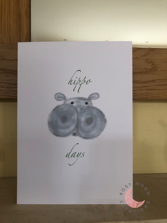 Hippo Days Happy Hippo Blank Card