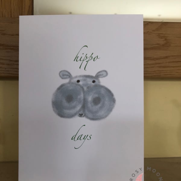 Hippo Days Happy Hippo Blank Card