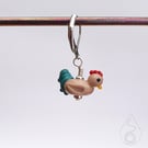 Tiny Glass Rooster Stitch Marker