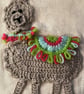 Llama Canvas Tote Bag with pom-pom trim and Pale Blue flowers - Image 2
