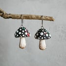 Half-Round Spotty Space Mushroom Earrings