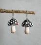 Half-Round Spotty Space Mushroom Earrings