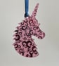 Pink mirrored acrylic unicorn decoration