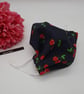 Face mask, small, 3 layer,  adjustable,  washable in navy cherry - Image 4
