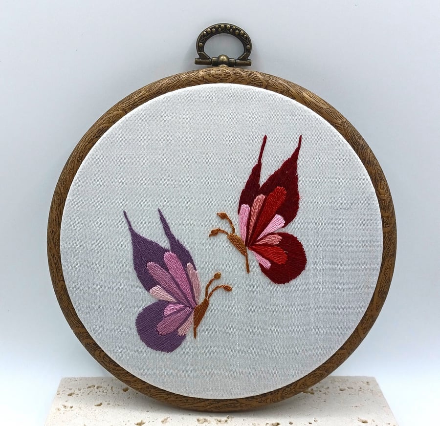 Purple Butterfly Embroidery, Red Butterfly Embroidery, Butterfly Wall Art, Butte
