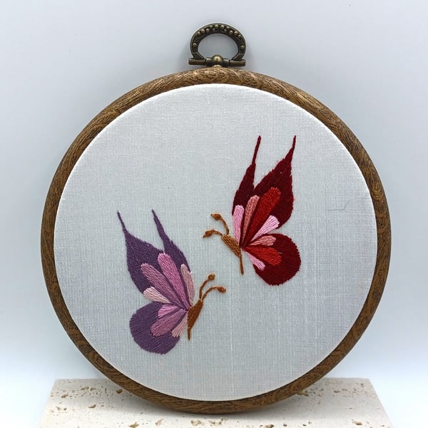 Purple Butterfly Embroidery, Red Butterfly Embroidery, Butterfly Wall Art, Butte