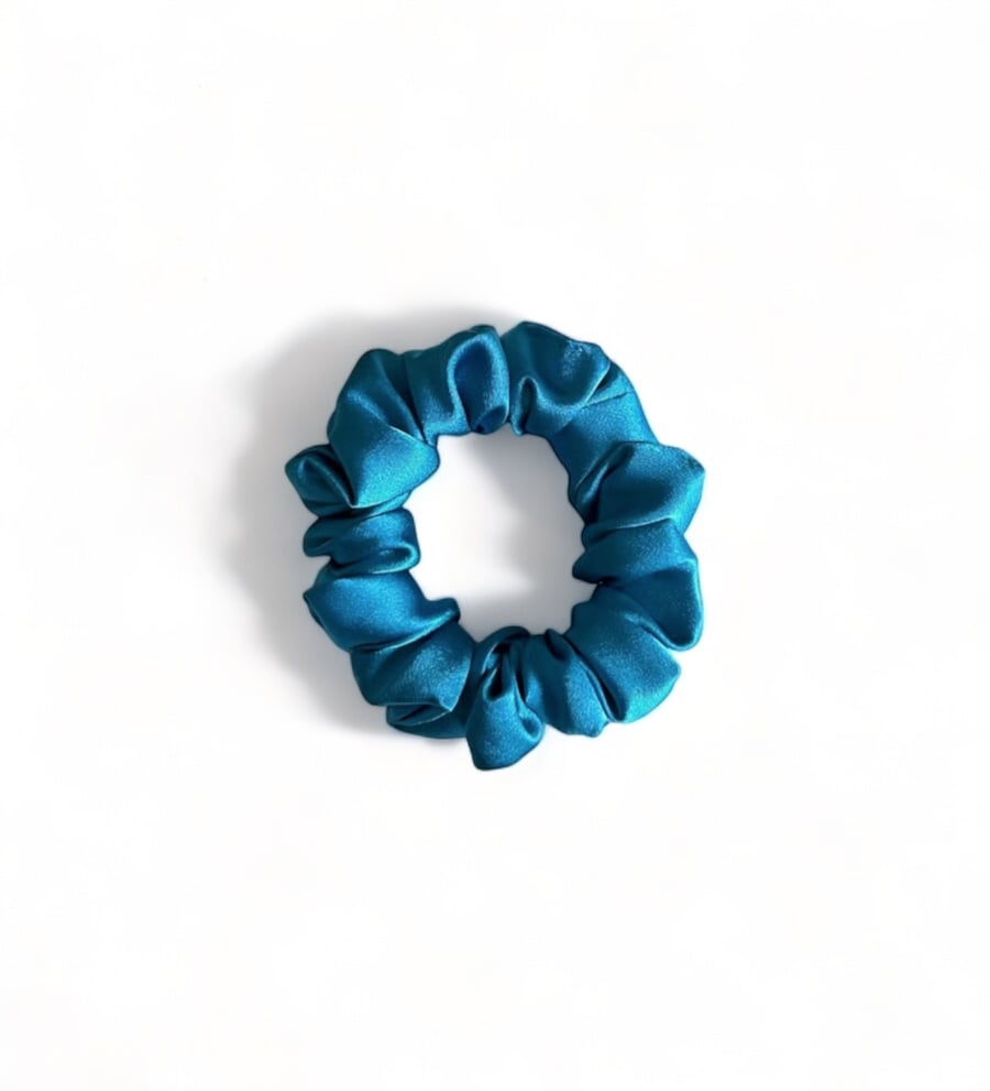 Turquoise Satin Scrunchie - Regular