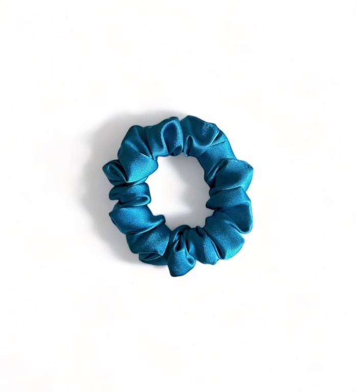 Turquoise Satin Scrunchie - Regular