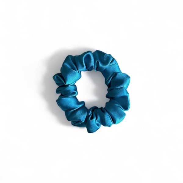 Turquoise Satin Scrunchie - Regular