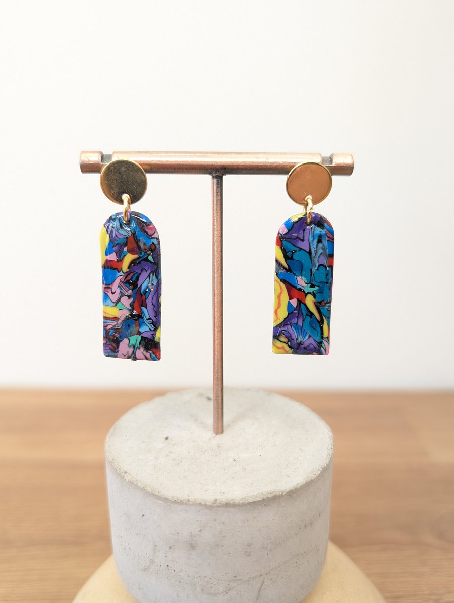 Eclectic long arch dangle earrings 