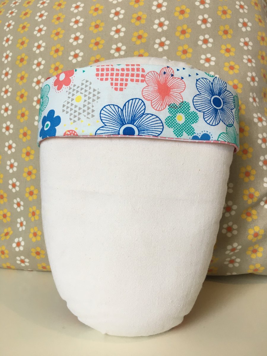 Hairband reversible funky flowers and pink check