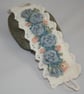 Embroidered and Knitted Cuff - Roses on  ivory lace - Image 3