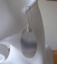 Large Oval Agate and Sterling Silver Earrings