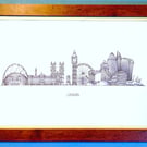 London Cityscape Handmade Unique Framed A3 Print Vanilla Border Wallart Gift
