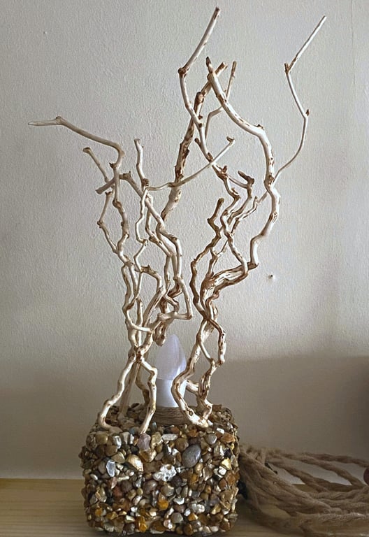 Rustic wooden floor lamp, Wood bedside lamp ,Driftwood table lamp, 