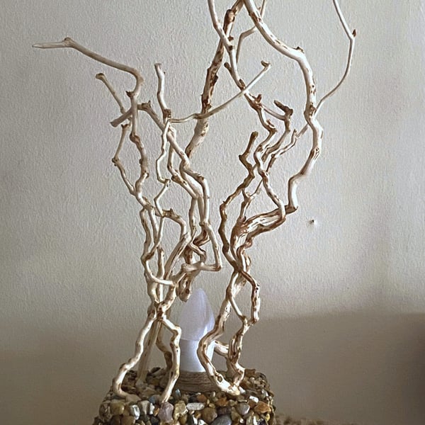 Rustic wooden floor lamp, Wood bedside lamp ,Driftwood table lamp, 