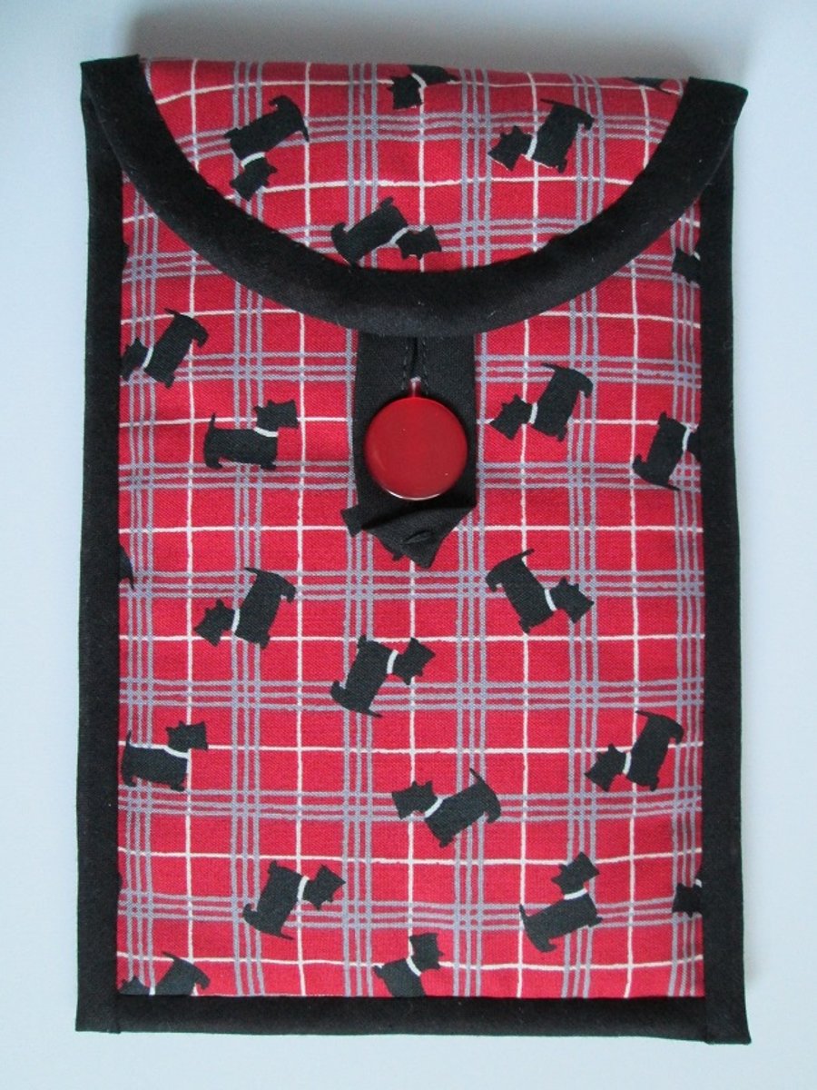 Red and Black Scottie Dog Plaid Kindle or 7" Tablet Case, E Reader Case