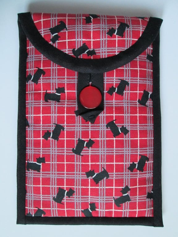 Red and Black Scottie Dog Plaid Kindle or 7" Tablet Case, E Reader Case