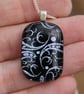 Handmade Silver sweet pea dichroic glass pendant, fused glass necklace SKU F19 - Image 7
