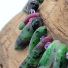 Fruit Fly. Ruby in Zoisite Stone Bracelet by BDS