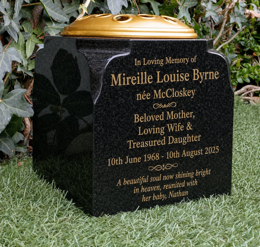 Personalised Grave Marker Grave Stone Grave Rosebowl Cemetery Stone Marker 