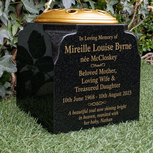 Personalised Grave Marker Grave Stone Grave Rosebowl Cemetery Stone Marker 