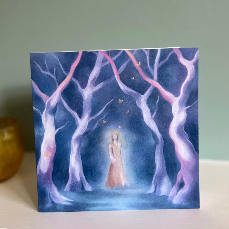 Spiritual Art card - tree temple, goddess art greeting card, woman art 