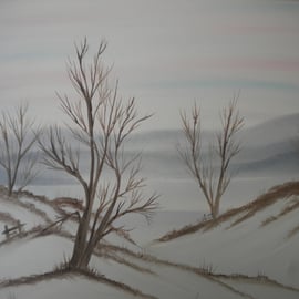 winter forest original oil painting