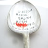 Personalised Rude Dessertspoon, Handstamped Sweary Adult Vintage Spoon