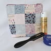 Clearance  Toiletries Make up Bag Patchwork Pink Blue White Taupe 