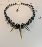 Dark Blue and Gold Beaded choker necklace