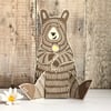 Bear with Flower 3D Hand Printed Greeting Card