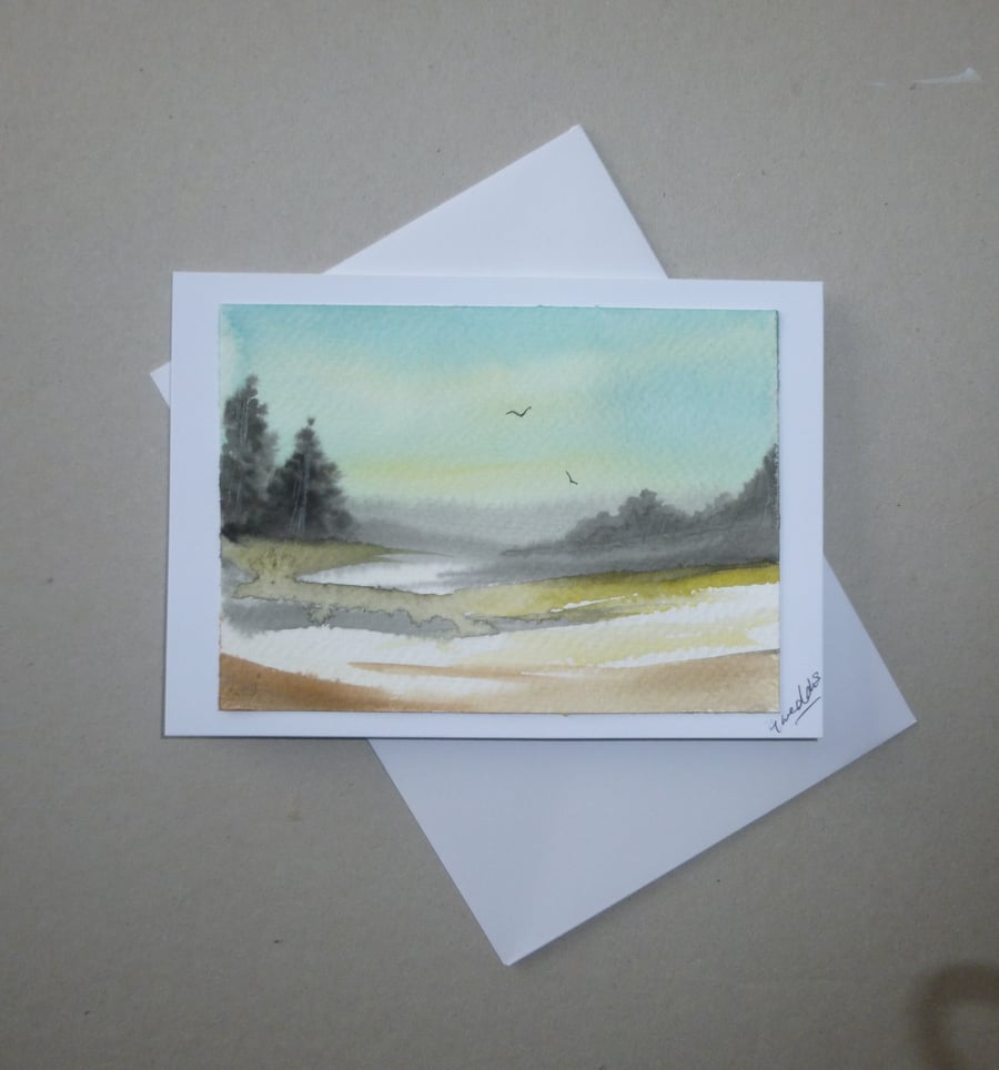 hand painted watercolour landsccapegreetings card ( ref FA 642 K3 )