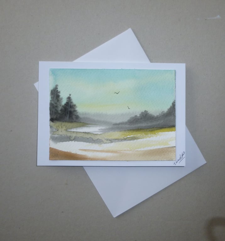 hand painted watercolour landsccapegreetings card ( ref FA 642 K3 )