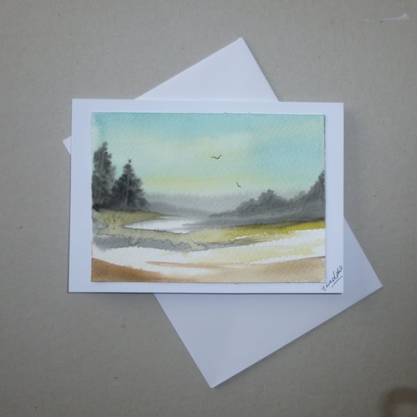 hand painted watercolour landsccapegreetings card ( ref FA 642 K3 )