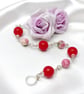 Red Coral & Pink Rain Flower Jasper Bracelet