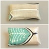 Beige tissue holder with leaf pattern, tissues included